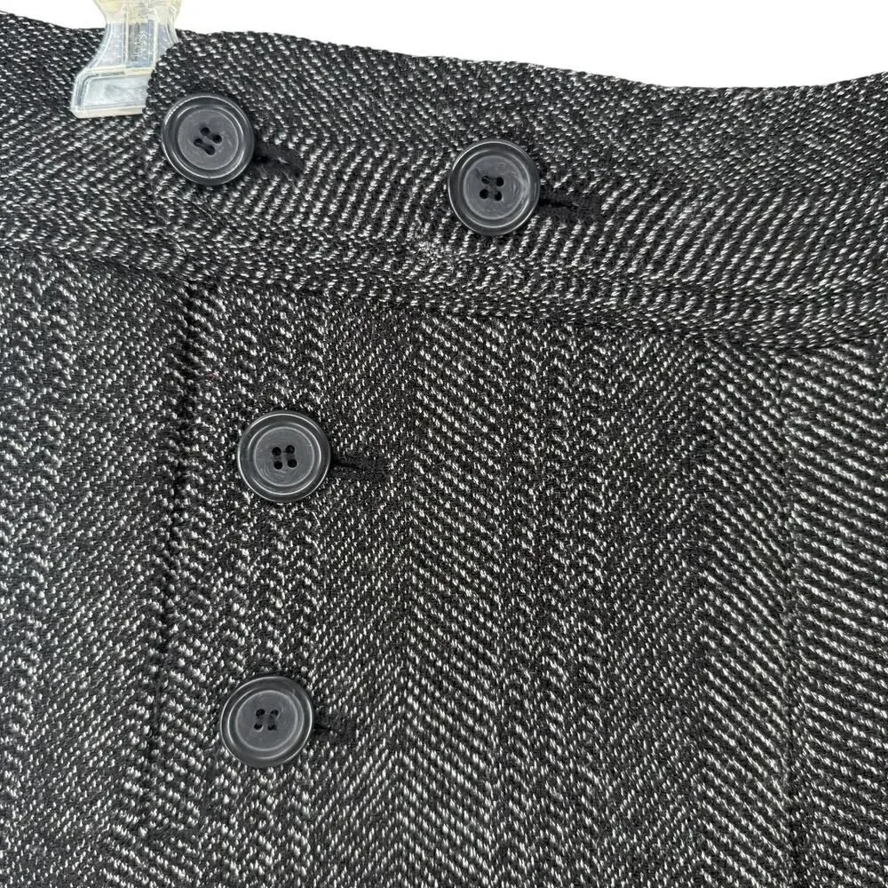 Max Studio Wide Leg Trouser Pants Womens Size 8 Black Sailor Button Career Tweed